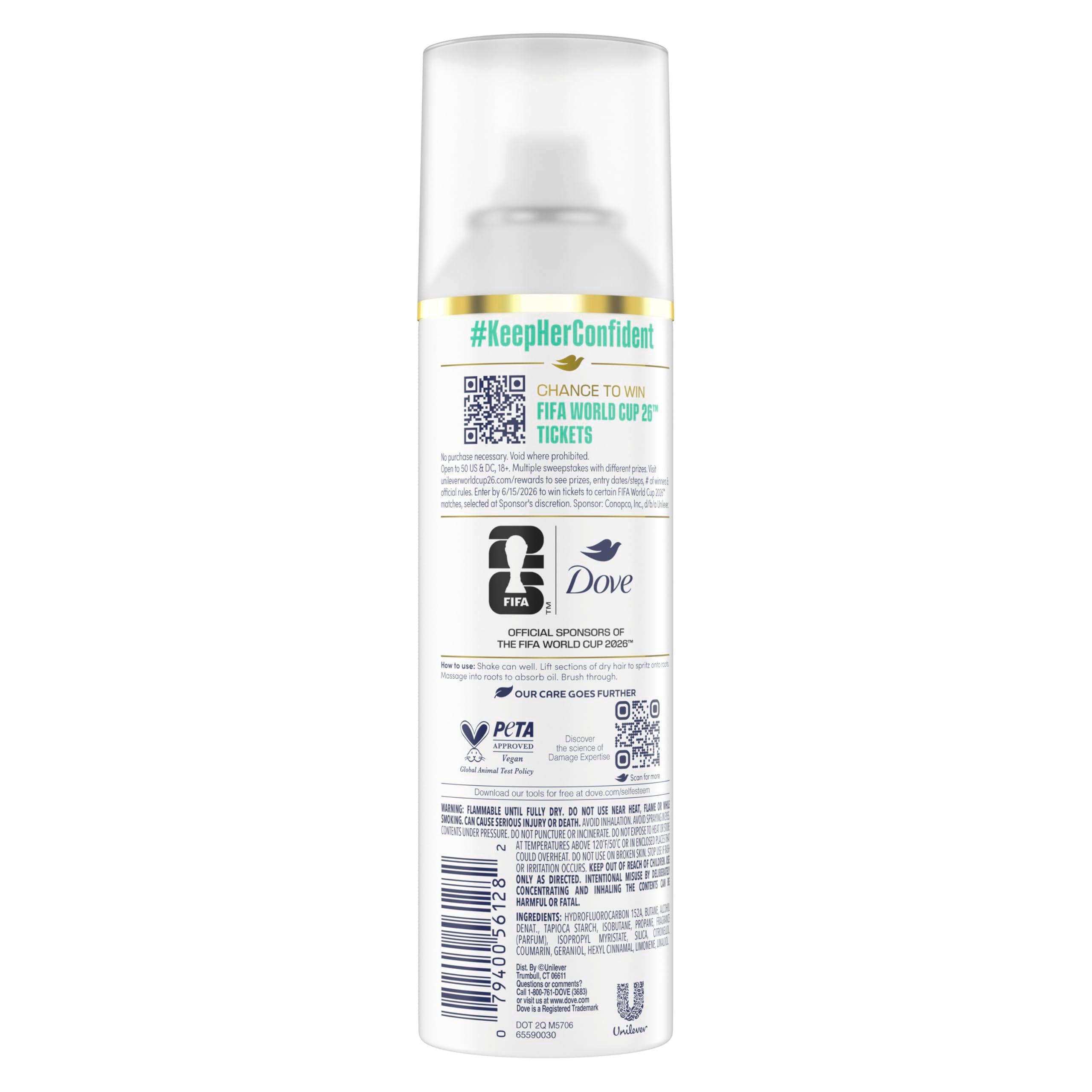 Dove dry shampoo spraying mist to quickly absorb oil