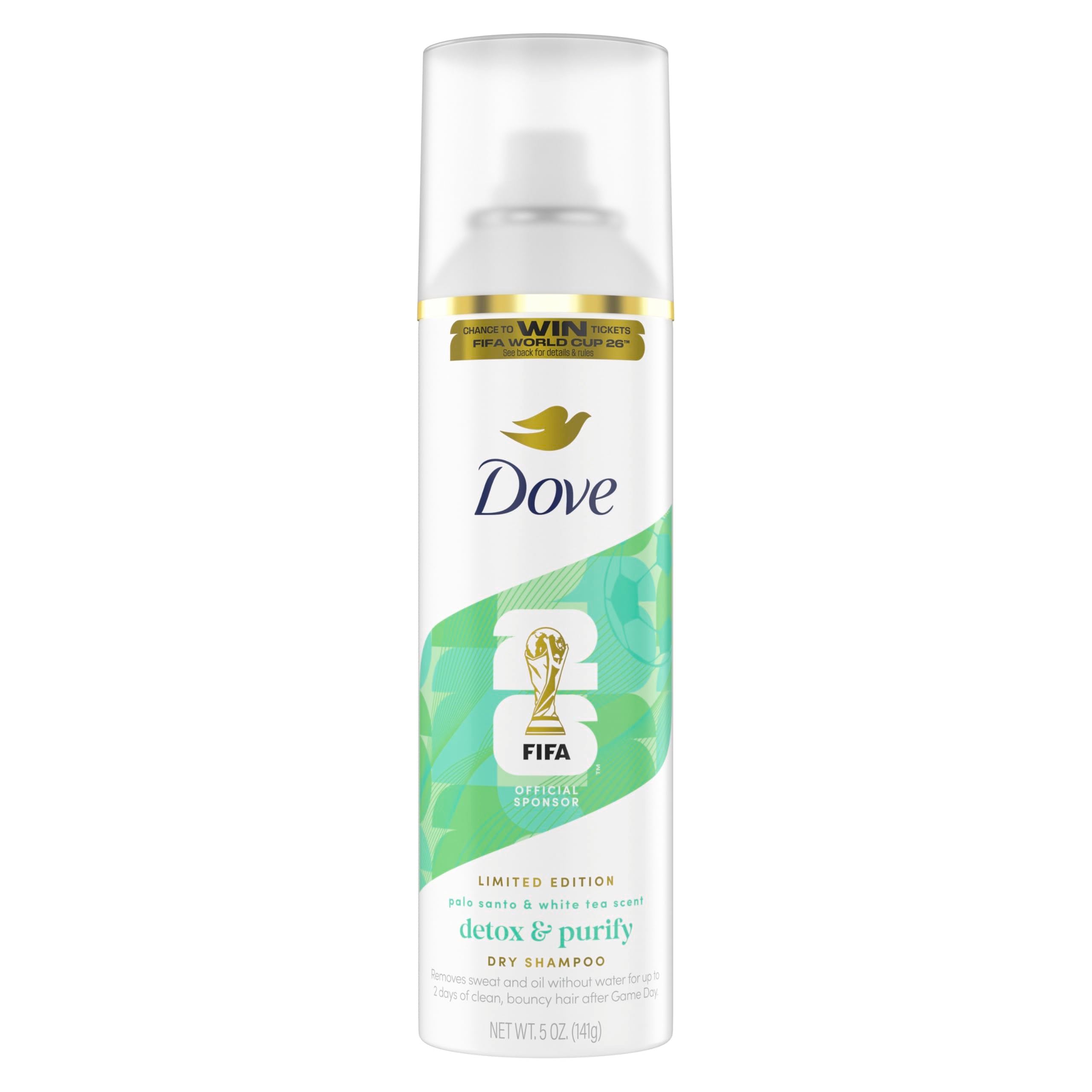 Dove dry shampoo front can showing packaging and benefits