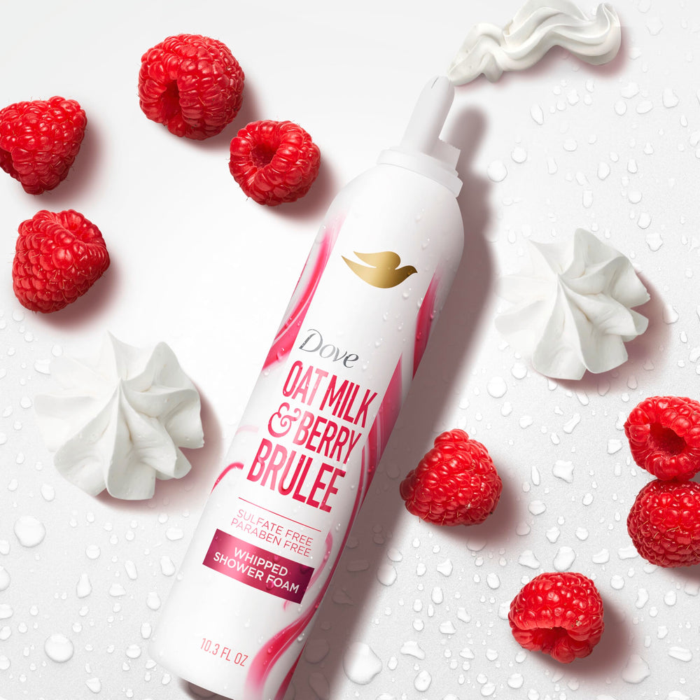 Close-up of Dove whipped texture highlighting creamy foam and softening effect