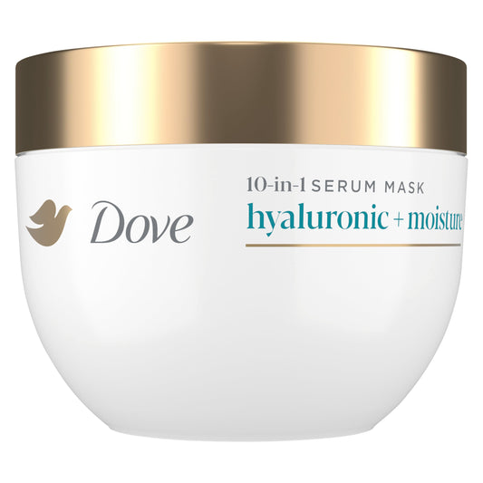 Dove front packaging showing hyaluronic moisture mask and clear benefits