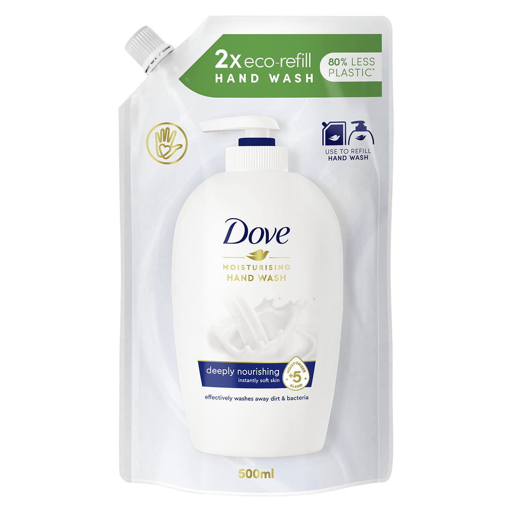 Dove refill front packaging showing 500ml bottle and product benefit
