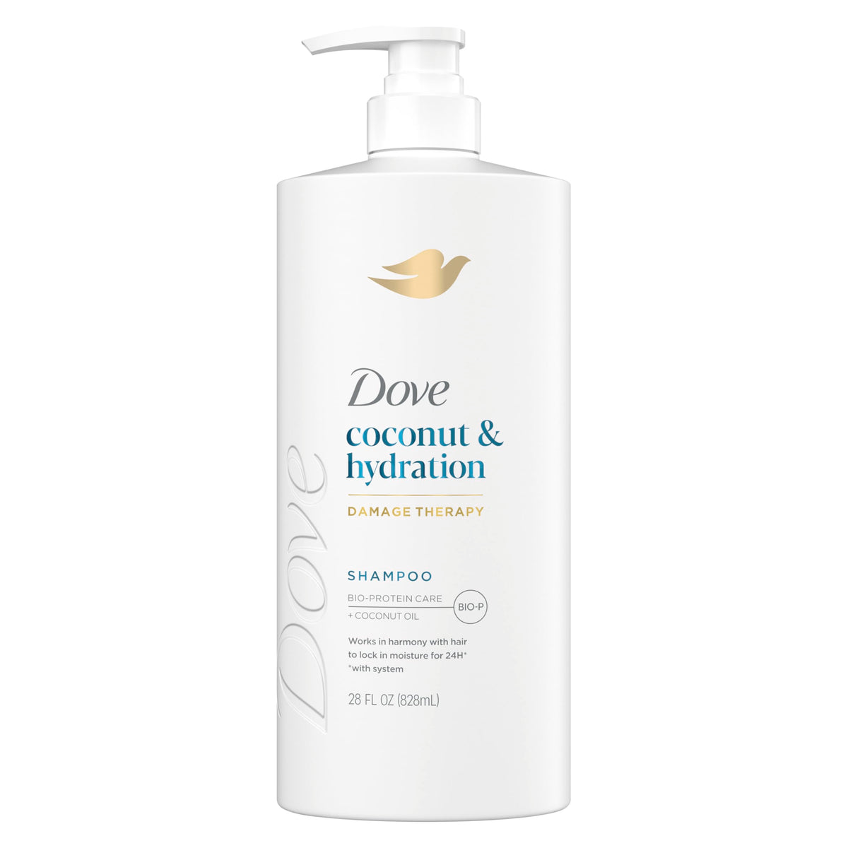 Dove front packaging shows 28 fl oz bottle and clear product identity for easy purchase