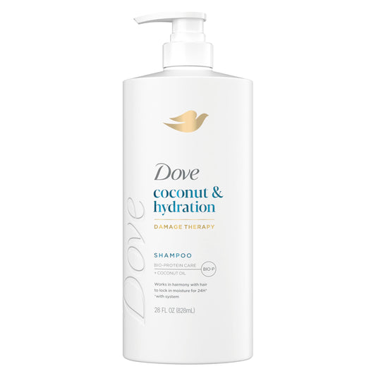 Dove front packaging shows 28 fl oz bottle and clear product identity for easy purchase