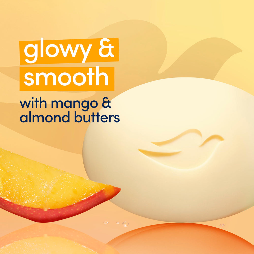 Mango and almond butter ingredients beside Dove bar for nourishment