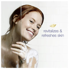 Dove bottle staged in a shower scene showing refreshing cleanse and everyday use