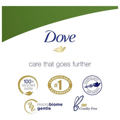Dove Go Fresh next to a ruler illustrating 12 ounce bottle scale