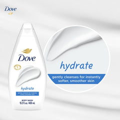 Dove hydrate shower lifestyle photo illustrating soft skin benefit