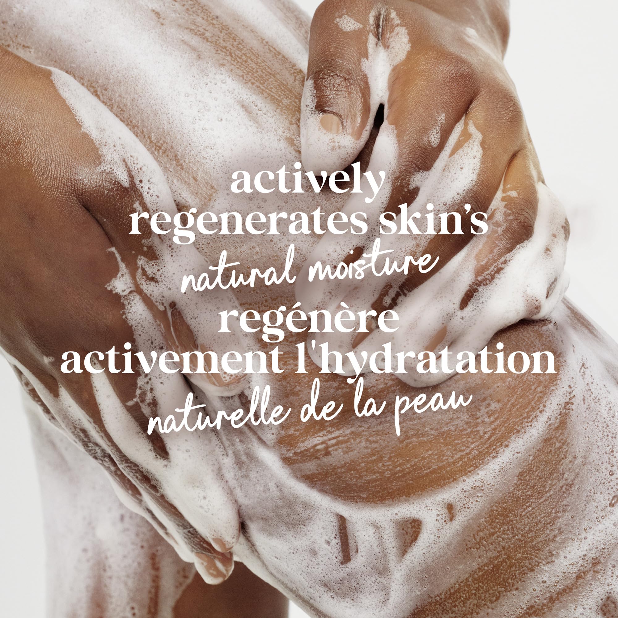 Dove in-shower use lifestyle shot of person applying body wash for soft skin