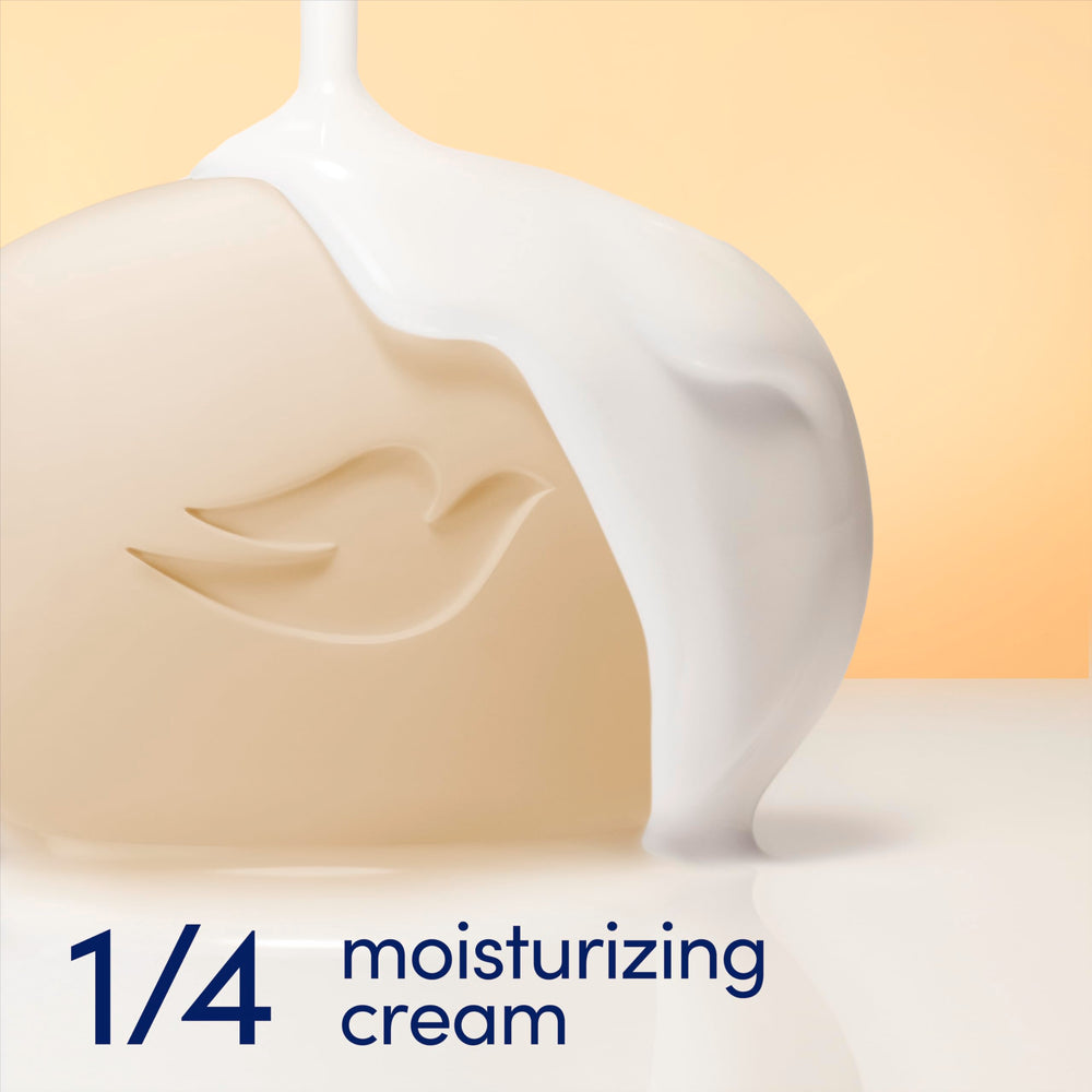 Label detail on Dove packaging listing plant-based moisturizers