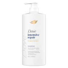 Dove shampoo front label showing product and benefit of repair