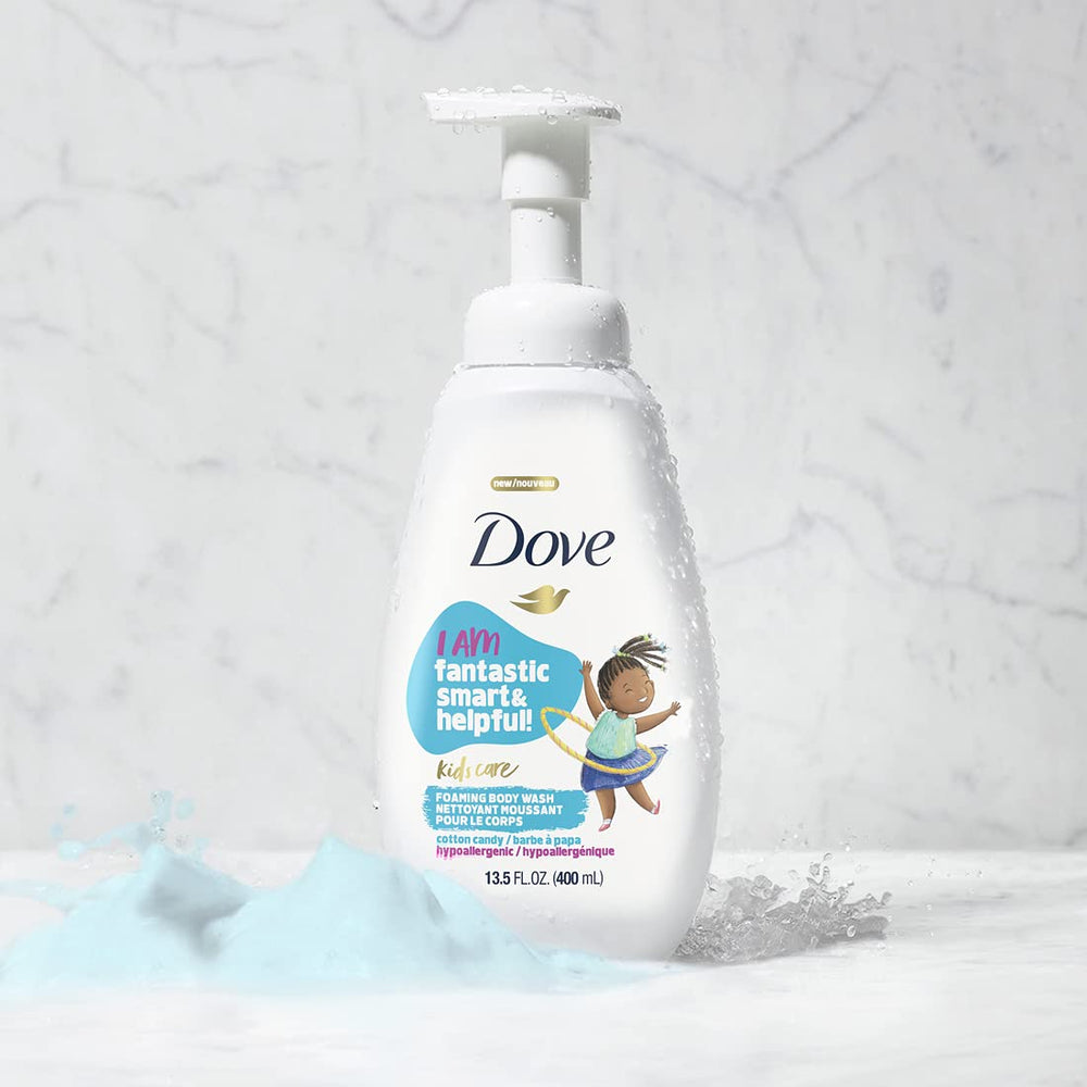 Dove kids foam pump close up highlighting dispensing ease and mess-free application benefit