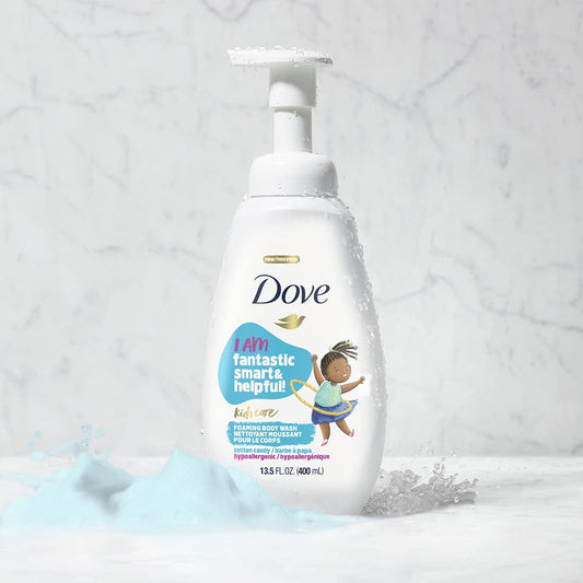 Dove kids foam pump close up highlighting dispensing ease and mess-free application benefit