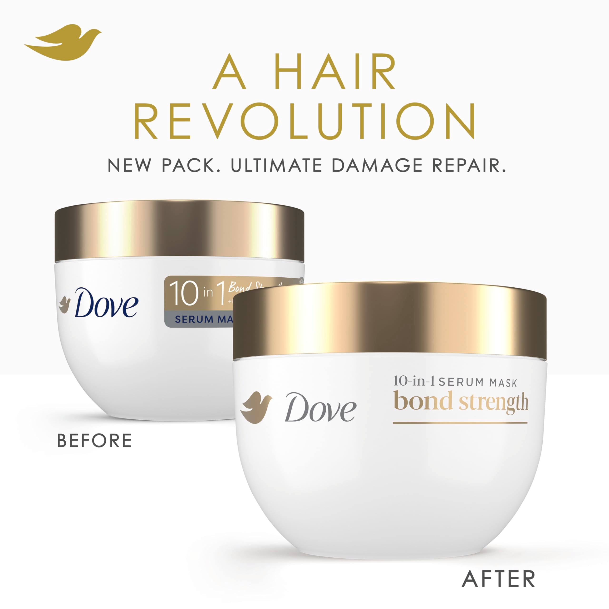 Dove hands applying mask to mid-lengths and ends for targeted repair benefit