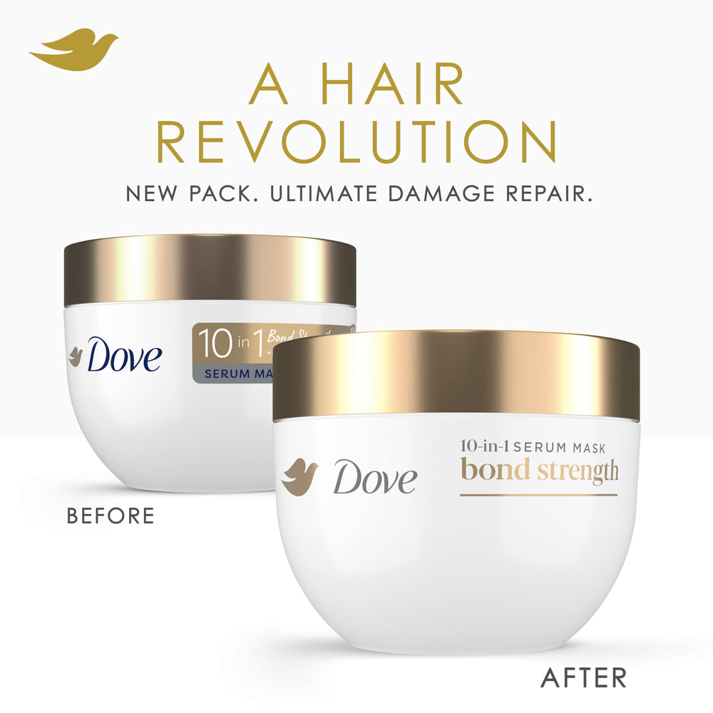 Dove hands applying mask to mid-lengths and ends for targeted repair benefit