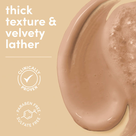 Dove pump and product label close-up, highlights ingredients and clarity