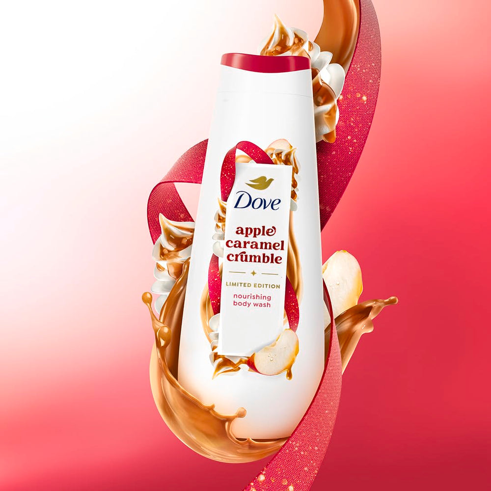 Dove Men+Care pump detail highlighting easy dispensing and benefit of controlled application