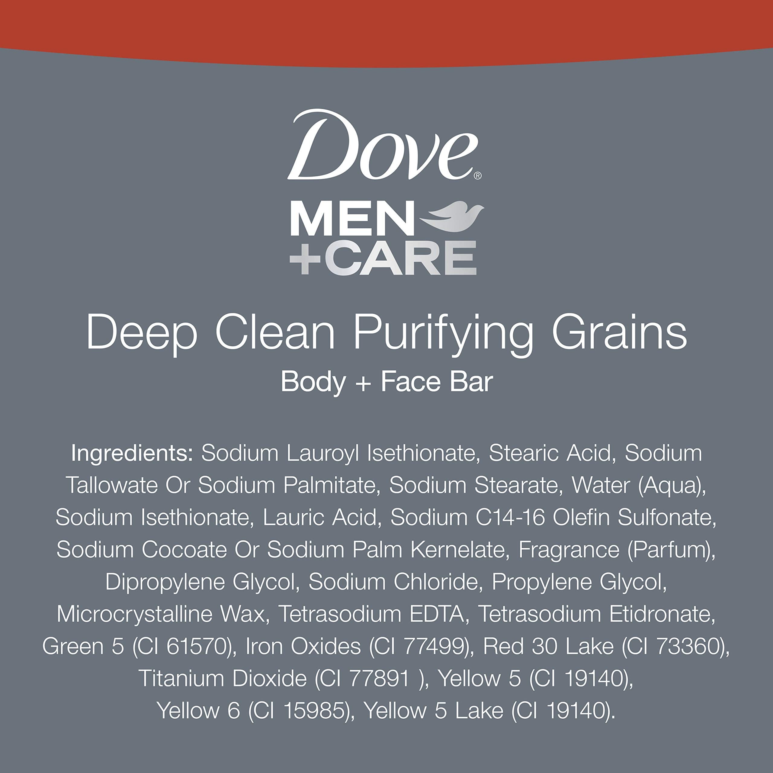 Dove Men+Care bar close-up texture highlighting purifying grains and exfoliation