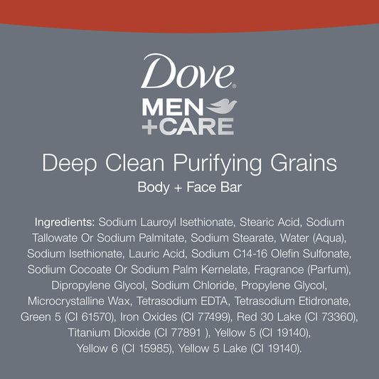 Dove Men+Care bar close-up texture highlighting purifying grains and exfoliation
