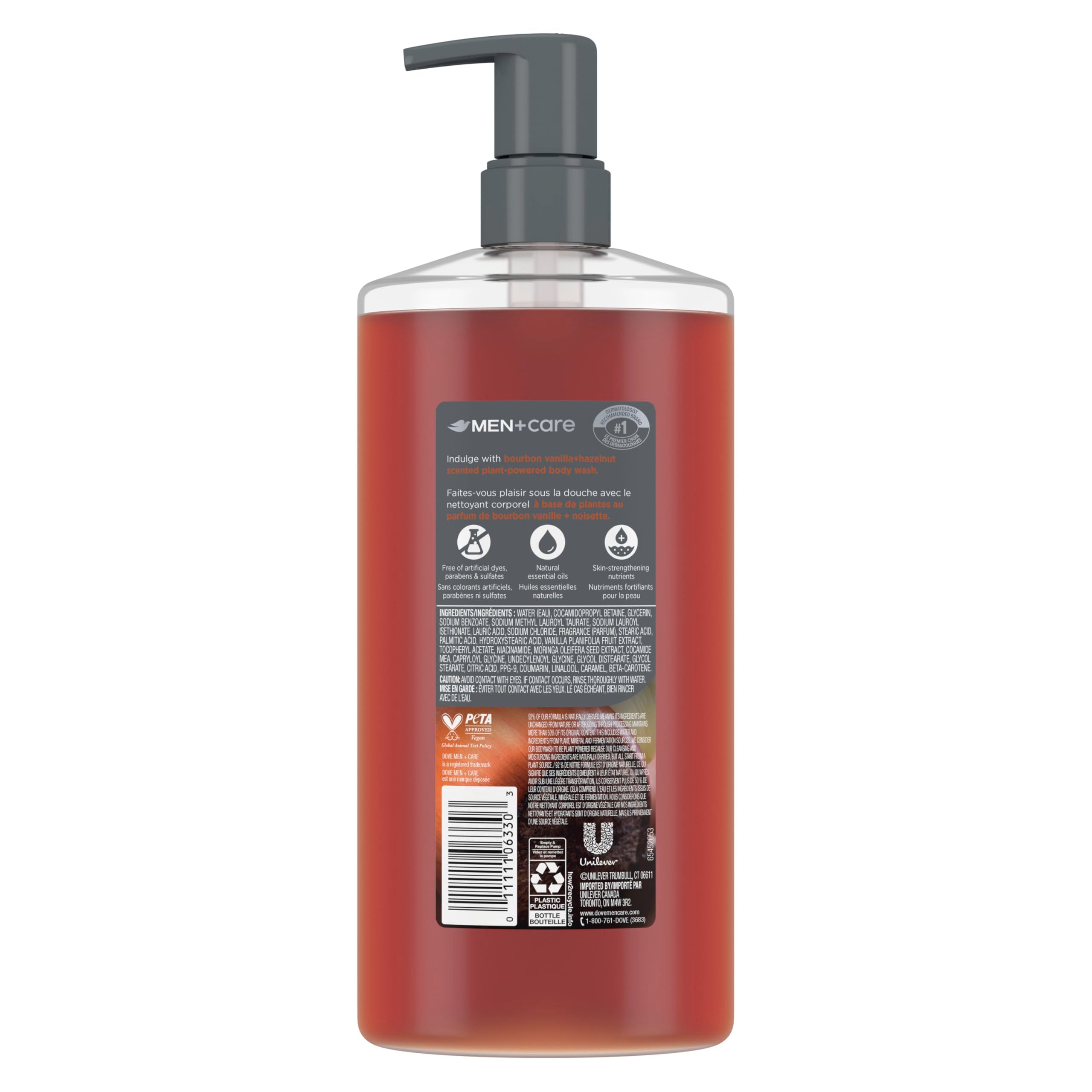 Dove Men+Care pump closeup highlighting easy dispense and controlled use