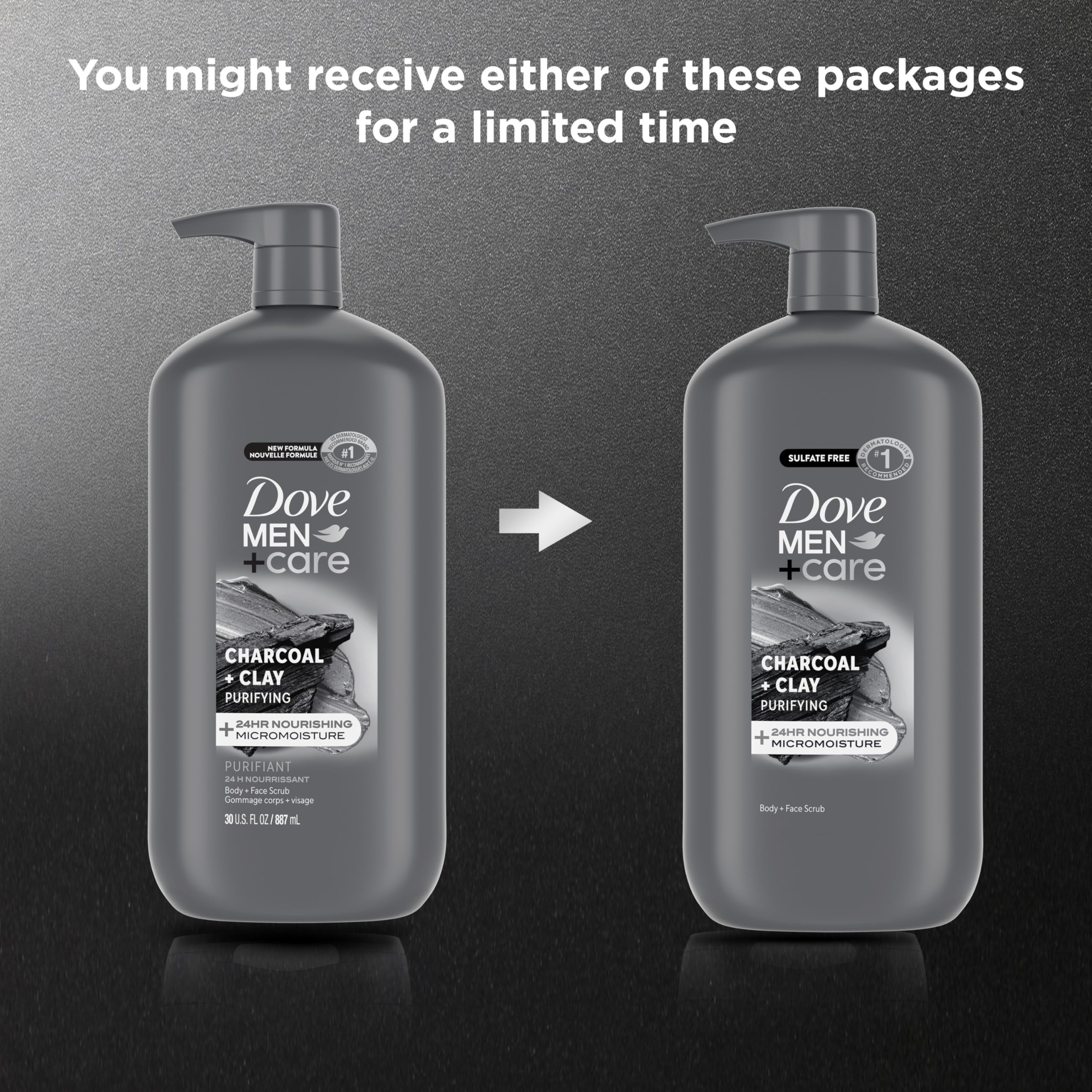 DOVE MEN + CARE pouring wash into hand highlighting rich lather benefit