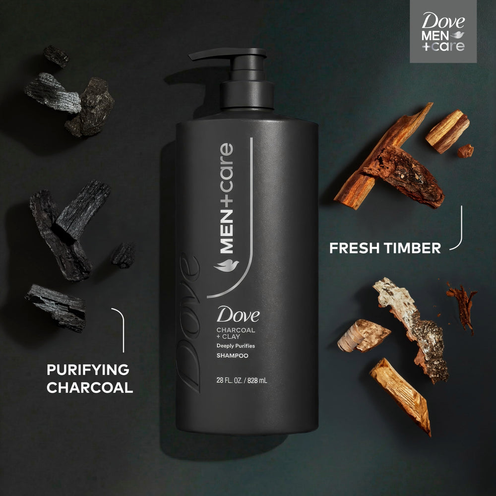 DOVE MEN + CARE next to common items showing the 28 fl oz size advantage
