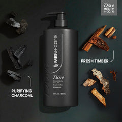 DOVE MEN + CARE next to common items showing the 28 fl oz size advantage