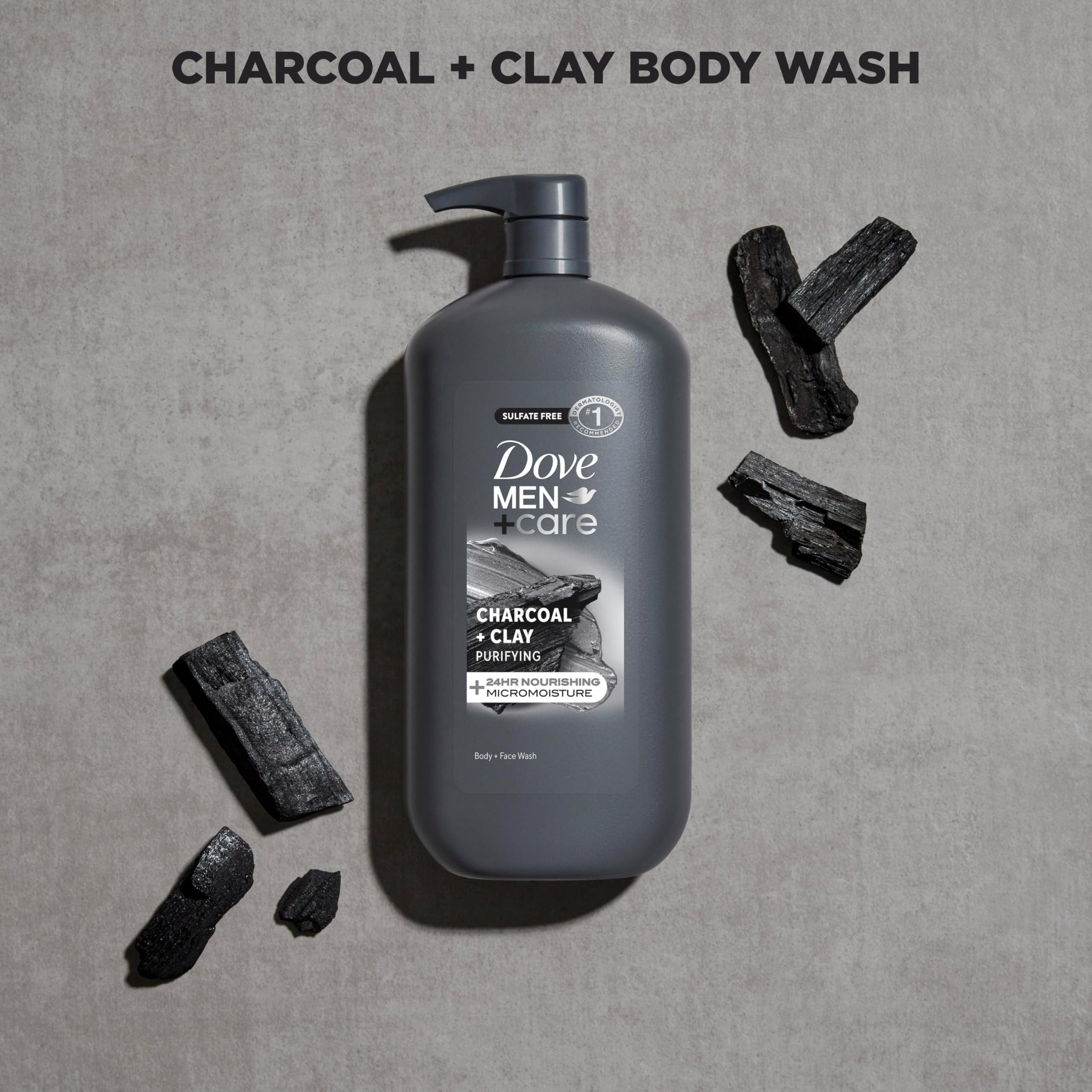 DOVE MEN + CARE close-up of dark clay and charcoal texture for purification