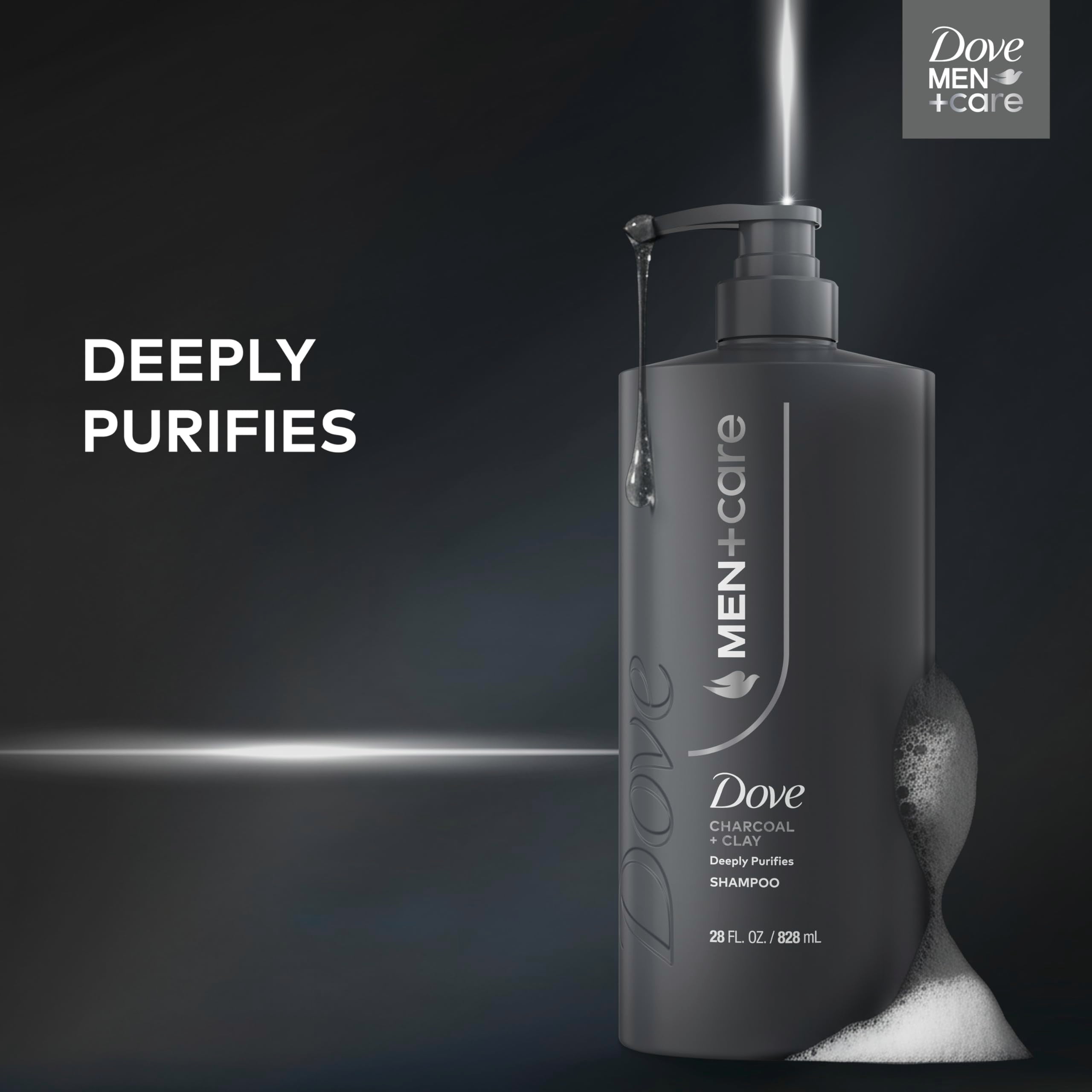 DOVE MEN + CARE creamy lather texture demonstrating deep purifying foam