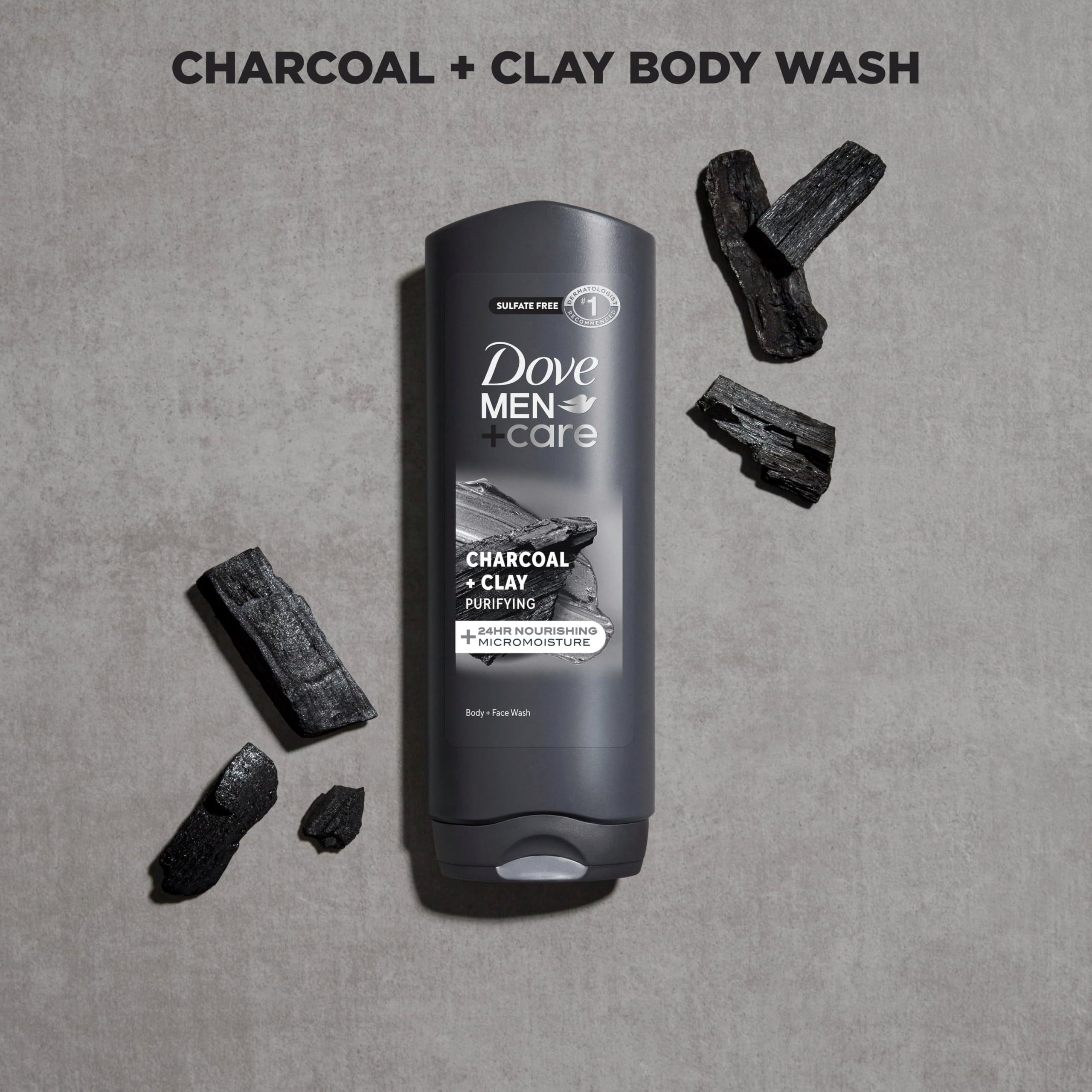 DOVE MEN + CARE label close-up highlighting ingredients and micromoisture