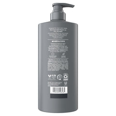 DOVE MEN + CARE back label close-up listing ingredients and usage details
