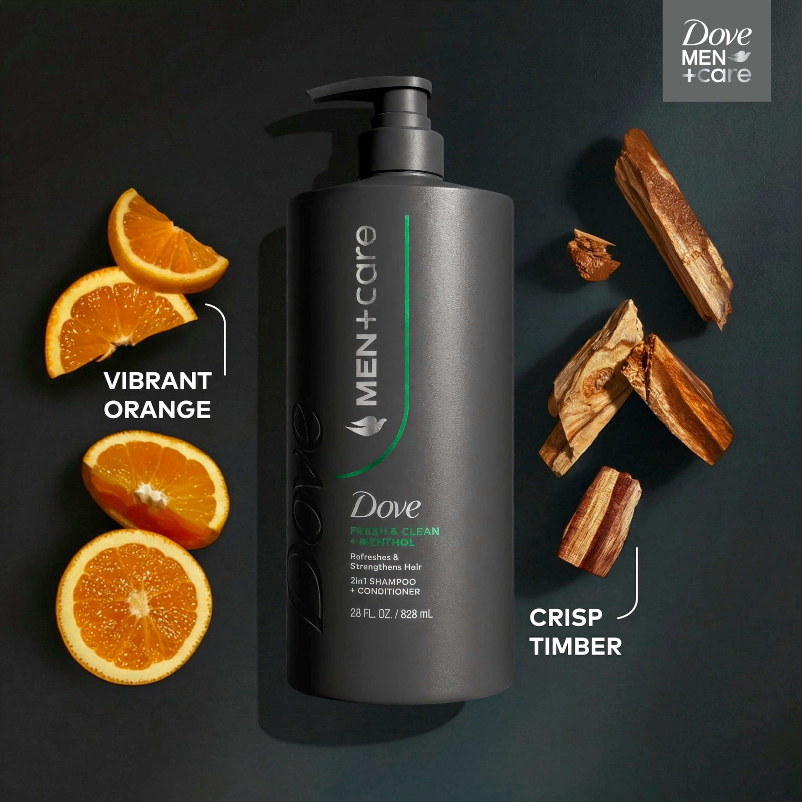 DOVE MEN + CARE in-shower action photo demonstrating quick two-in-one performance
