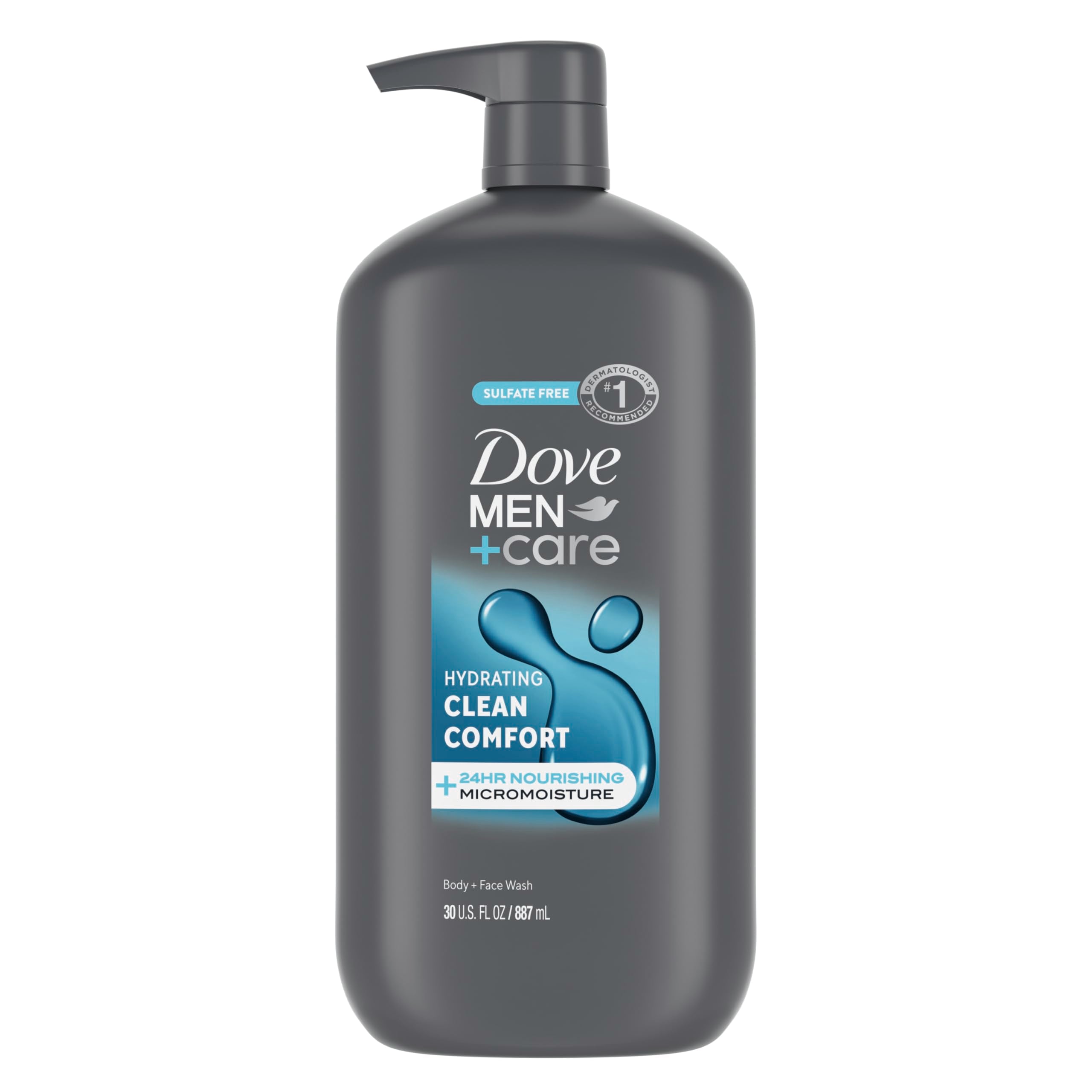 DOVE MEN + CARE front bottle showing product and branding for easy recognition