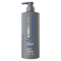 DOVE MEN + CARE front label showing eucalyptus birch scent and benefits