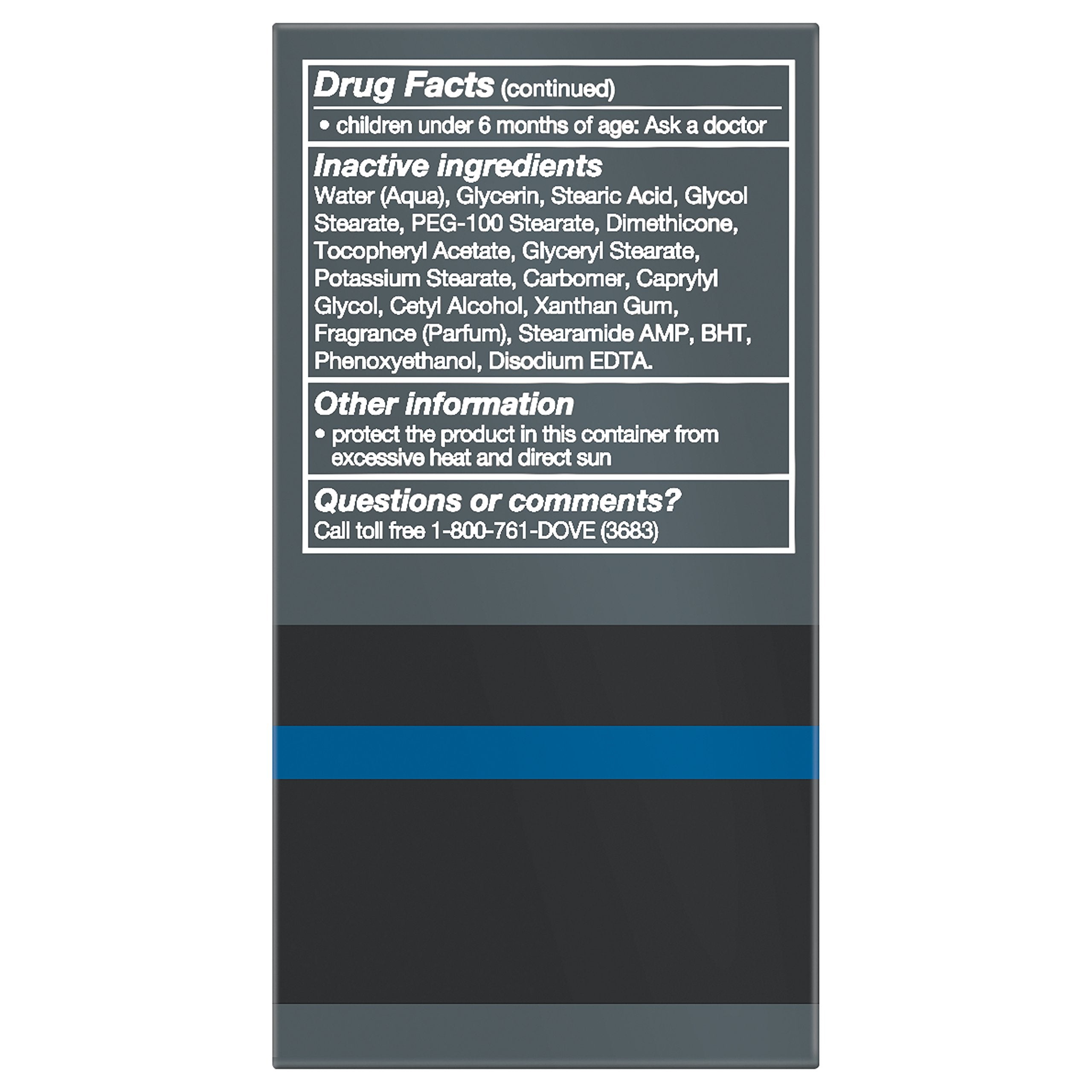 Dove Men+Care next to common items showing compact 1.69 ounce size