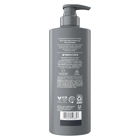 DOVE MEN + CARE back label close-up highlighting ingredients and usage