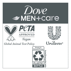 DOVE MEN + CARE bottle with grooming items to suggest routine compatibility
