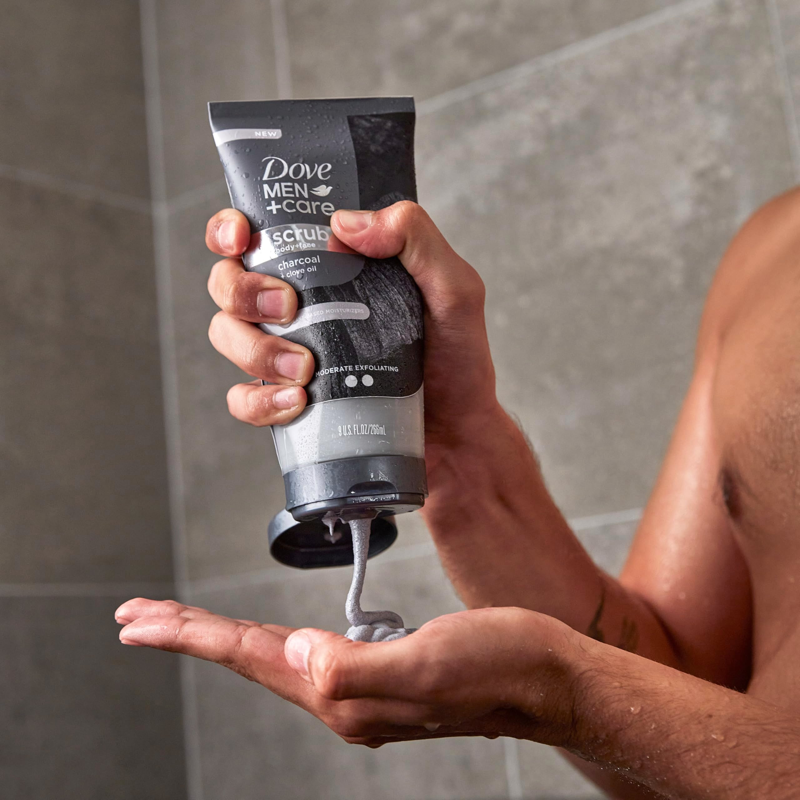 DOVE MEN + CARE clove oil ingredient bottle highlighting natural scent benefit