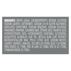 DOVE MEN + CARE label showing ingredients and 100% recycled plastic badge