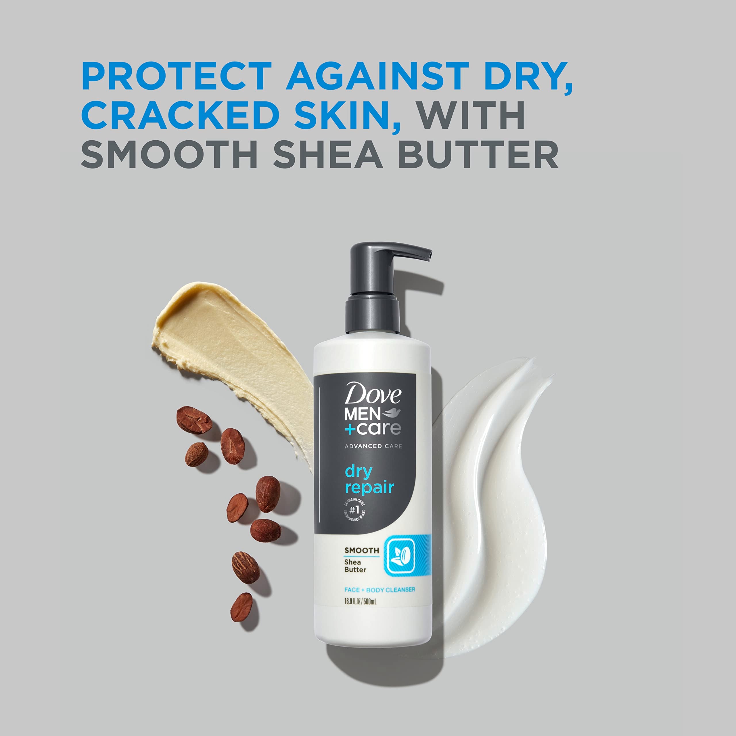 DOVE MEN + CARE creamy lather texture demonstrating rich moisturization
