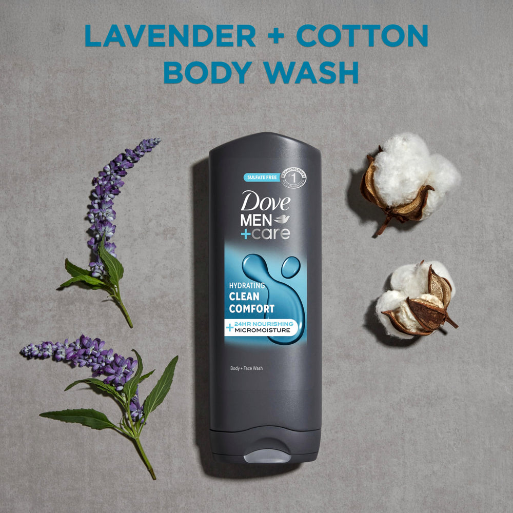 Dove Men+Care creamy lather texture on hand for deep hydration