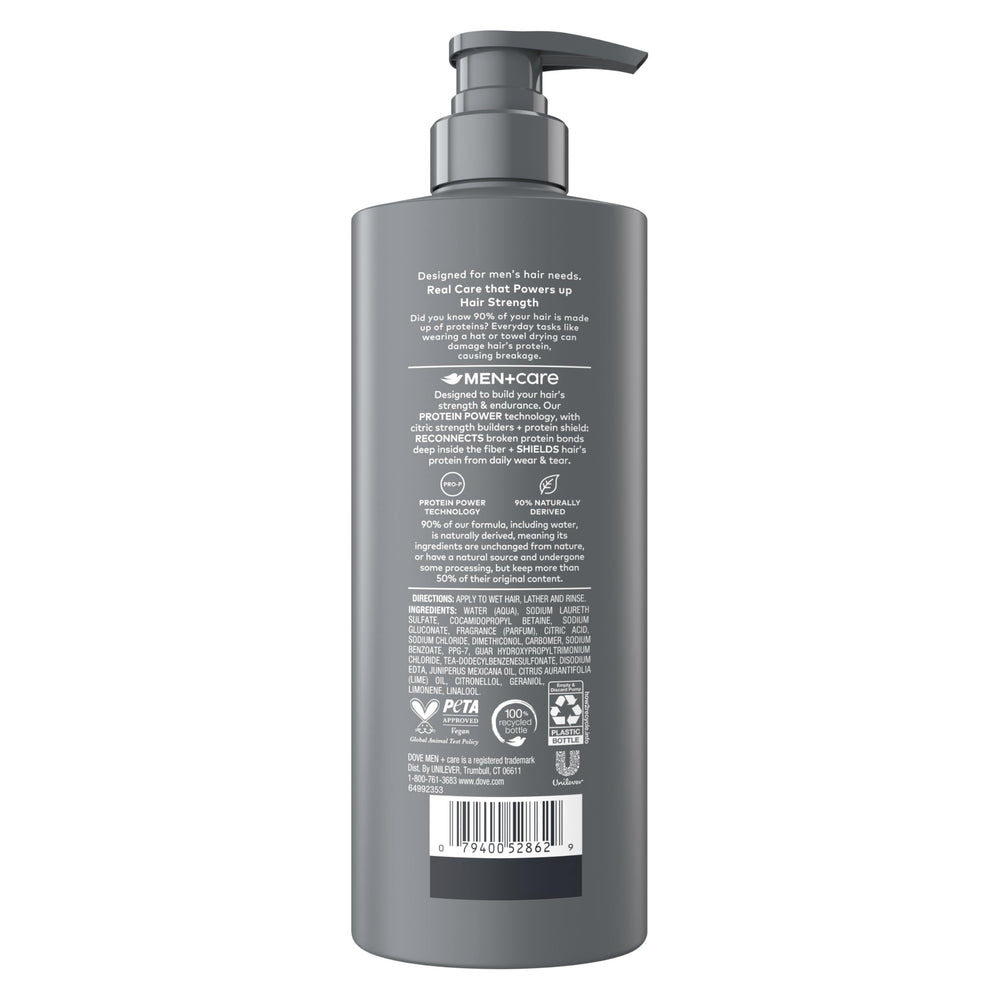 Dove Men+Care back label ingredients list and directions for informed use