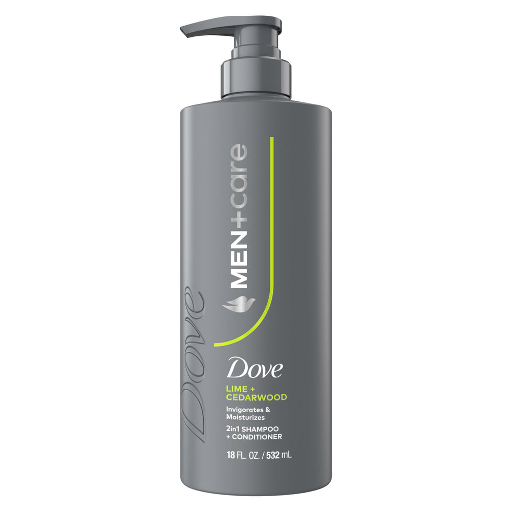 Dove Men+Care front packaging showing lime and cedar freshness for fast grooming