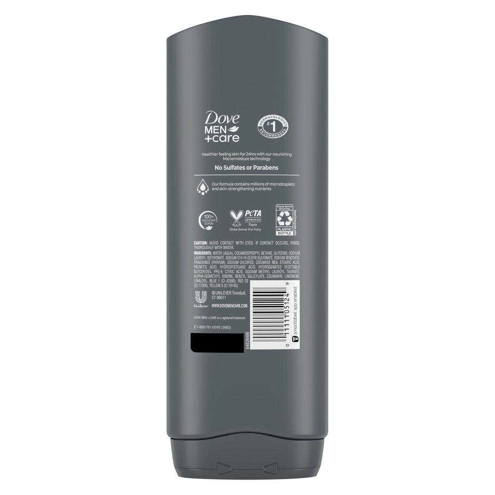 Dove Men+Care pump-action closeup demonstrating easy dispensing benefit