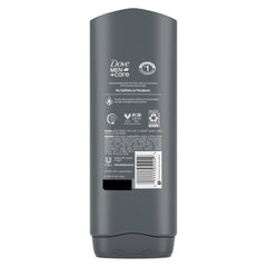 Dove Men+Care pump-action closeup demonstrating easy dispensing benefit
