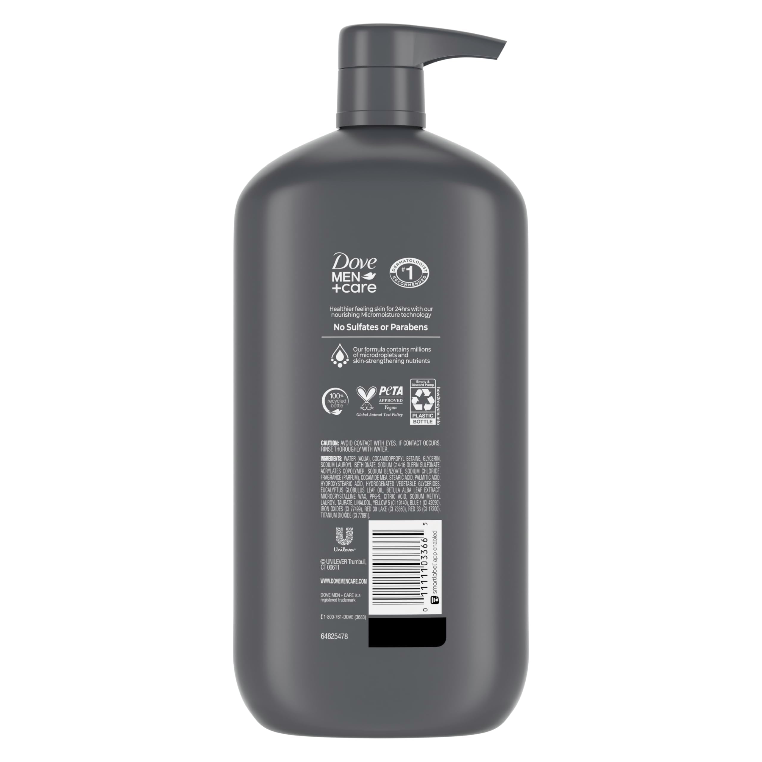 DOVE MEN + CARE pump close-up with rich lather highlighting cleansing action