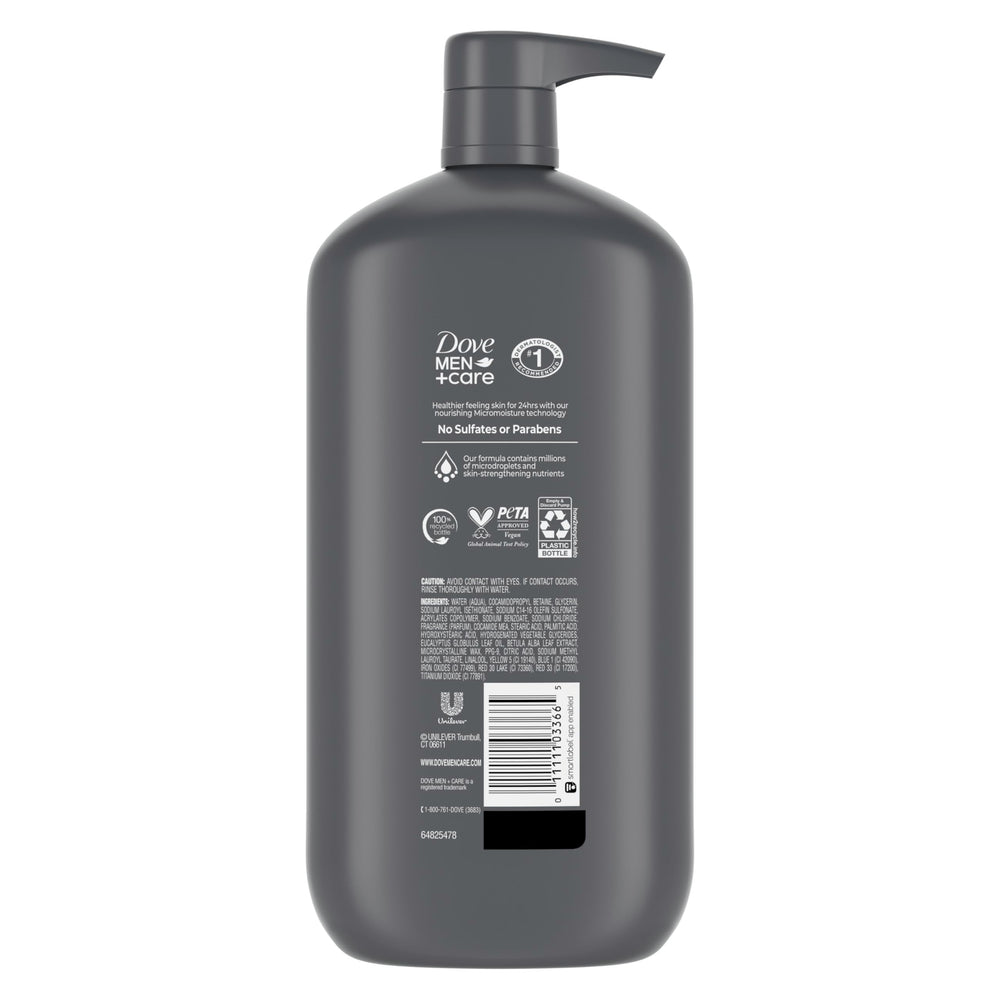 DOVE MEN + CARE pump close-up with rich lather highlighting cleansing action