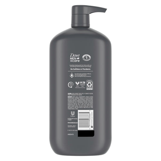 DOVE MEN + CARE pump close-up with rich lather highlighting cleansing action