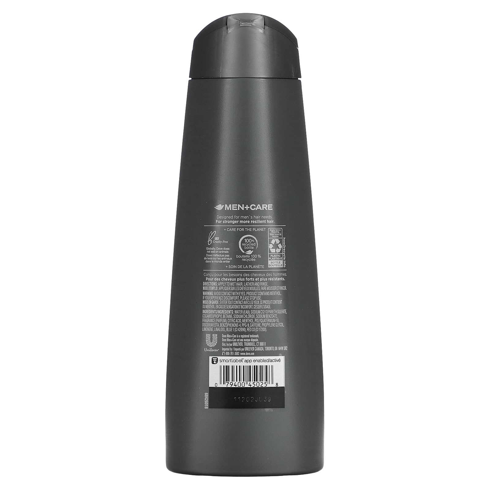 Dove Men+Care pump close-up highlighting menthol texture and refreshing feel