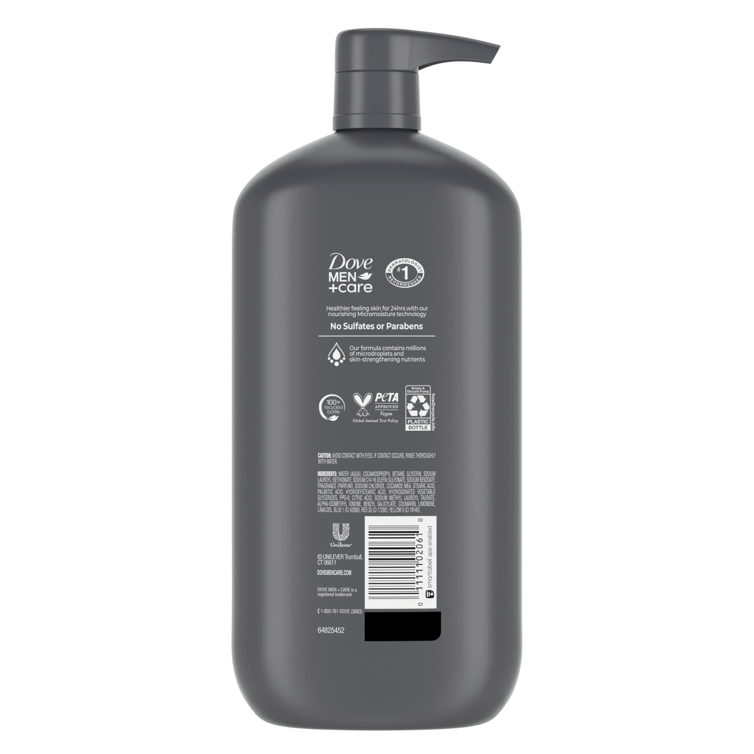 DOVE MEN + CARE pump close-up demonstrating convenient dispensing and control