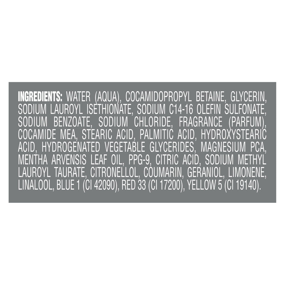 Dove Men+Care recycled plastic label close-up, emphasizes eco-conscious packaging